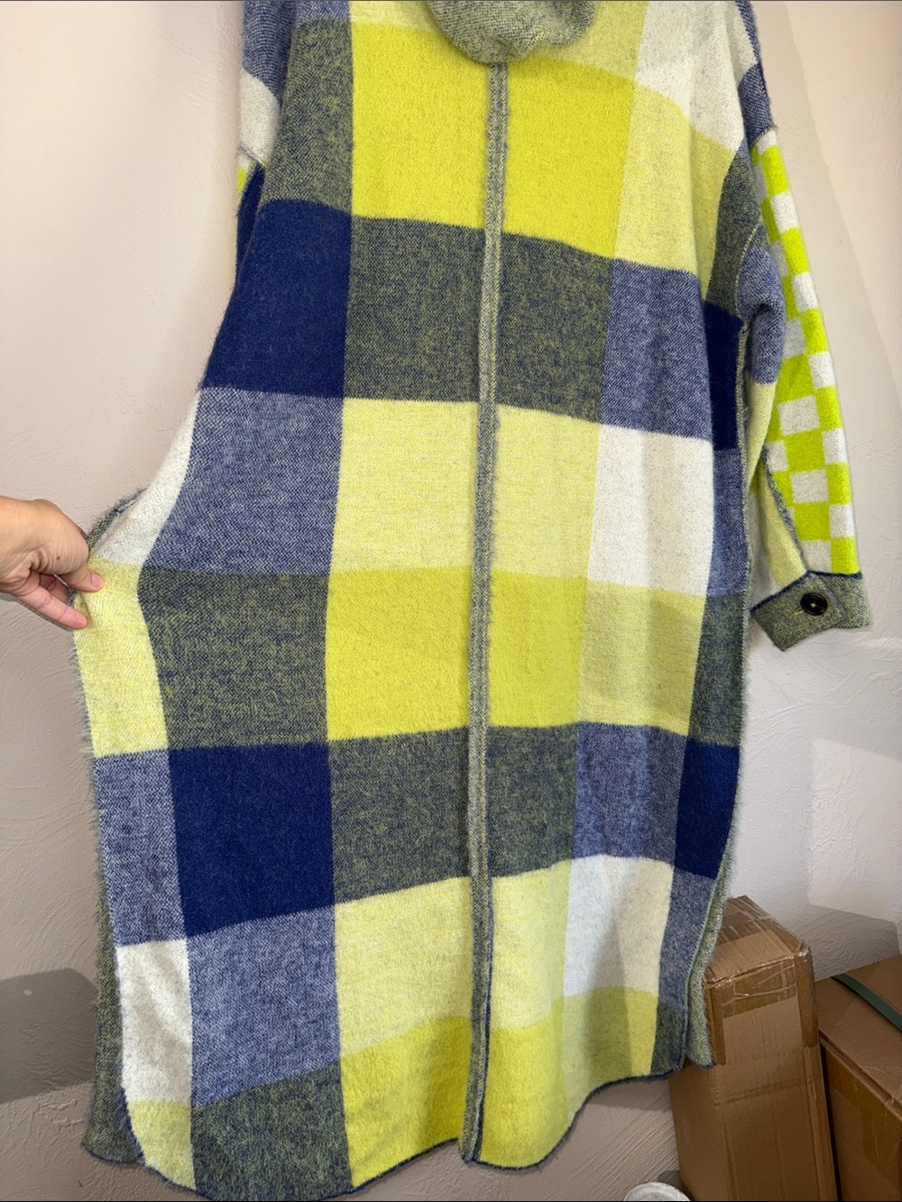 Free People South Bend Cardi Plaid Hooded Duster M NWOT - Picture 7 of 7